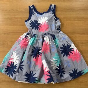 Gymboree Girls Floral Print ALine Dress Blue Pink White Teal Size 8